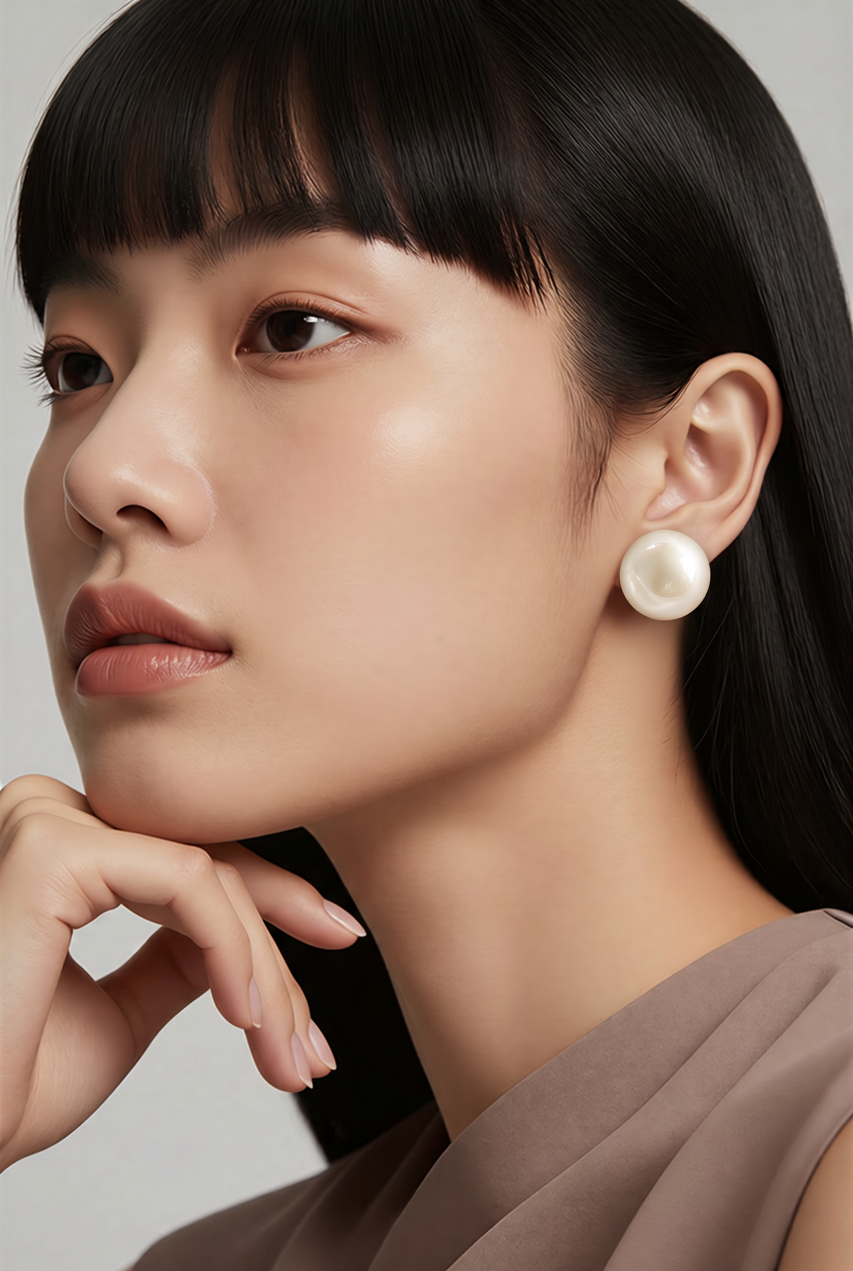 Ivory Dome Statement Stud Earrings