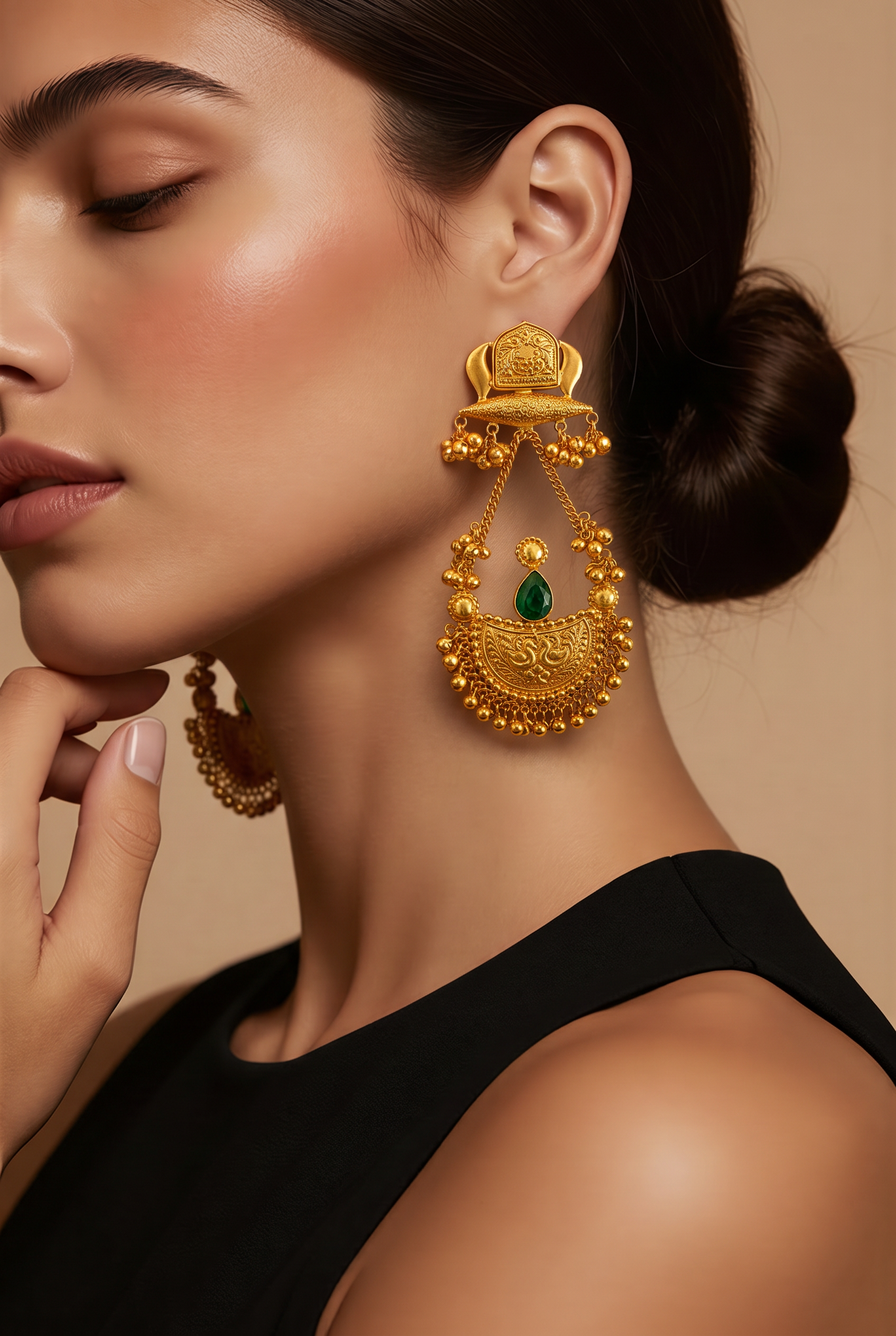 Maharani Emerald Heritage Statement Earrings