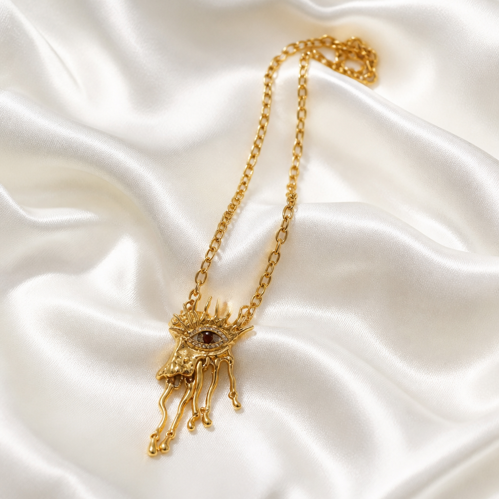 Mystic Gaze Drip Pendant Necklace