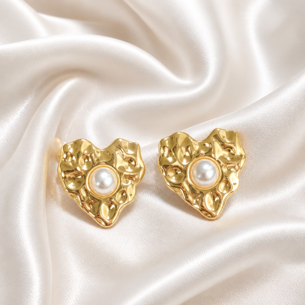 Golden Pearl Sculptural Studs