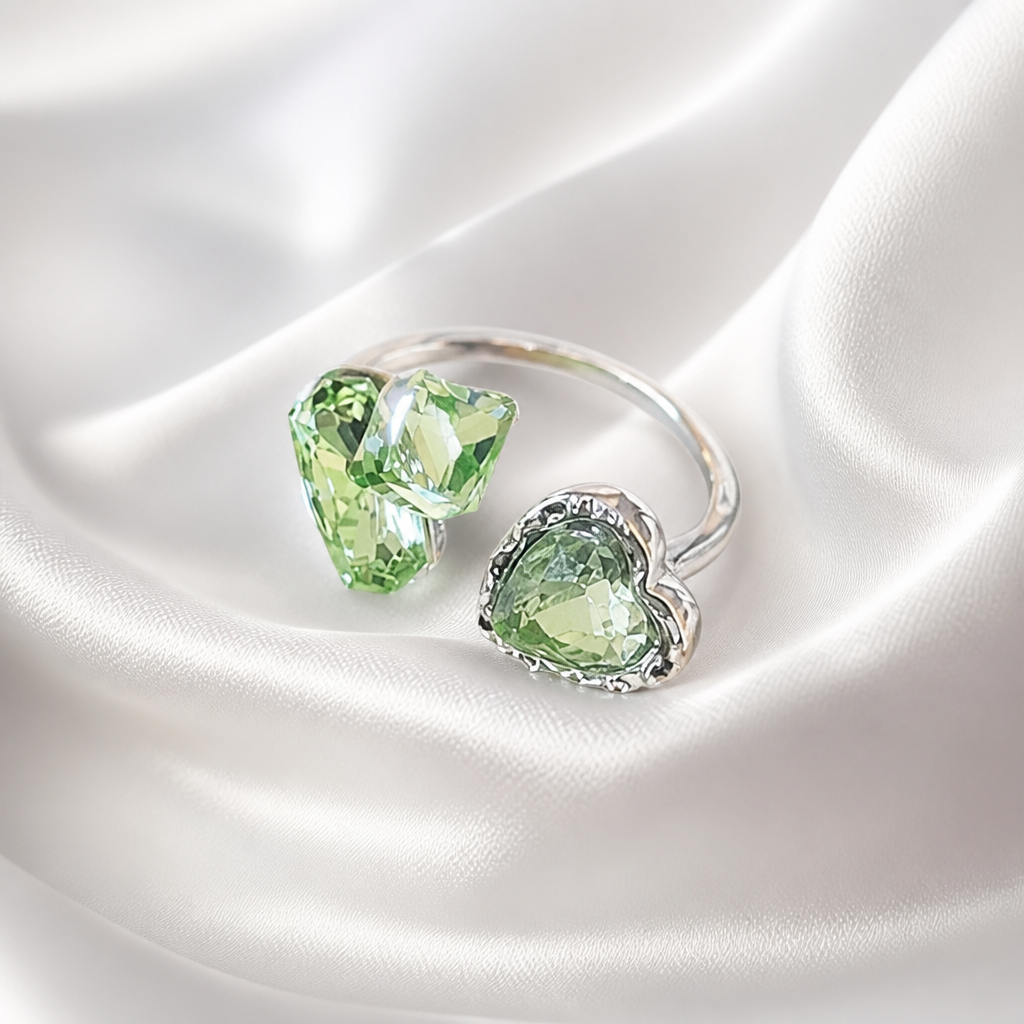 Everly Green Heart Duo Ring