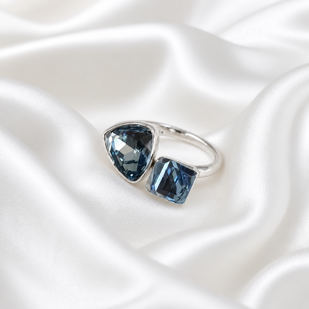 Midnight Azure Duo Crystal Ring