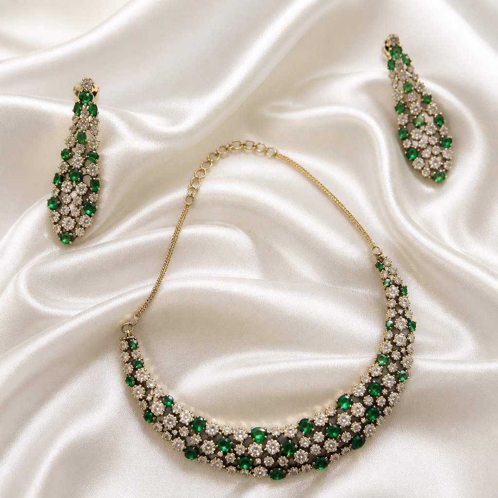 Emerald Garden Crystal Necklace Set