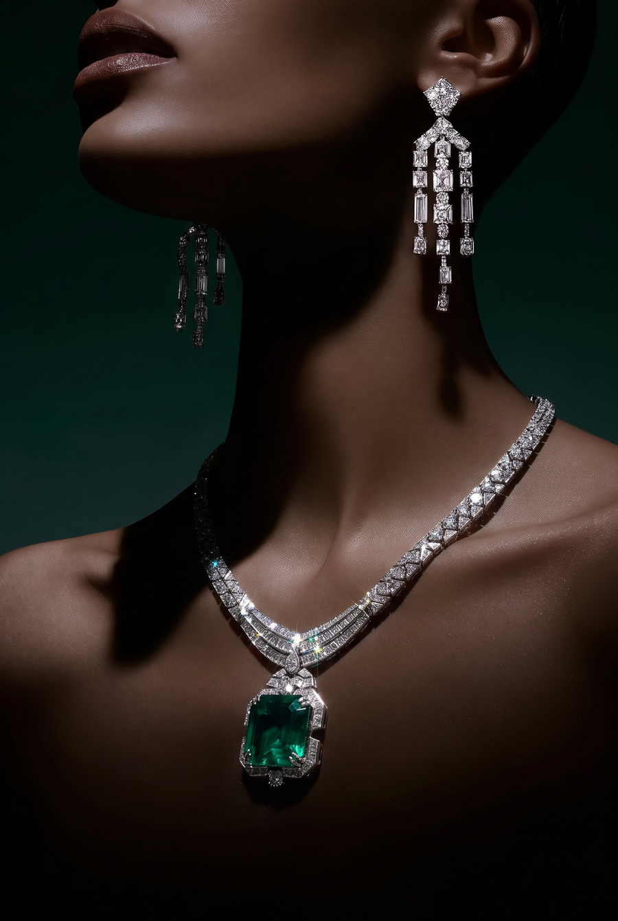 Emerald Royale Statement Necklace Set