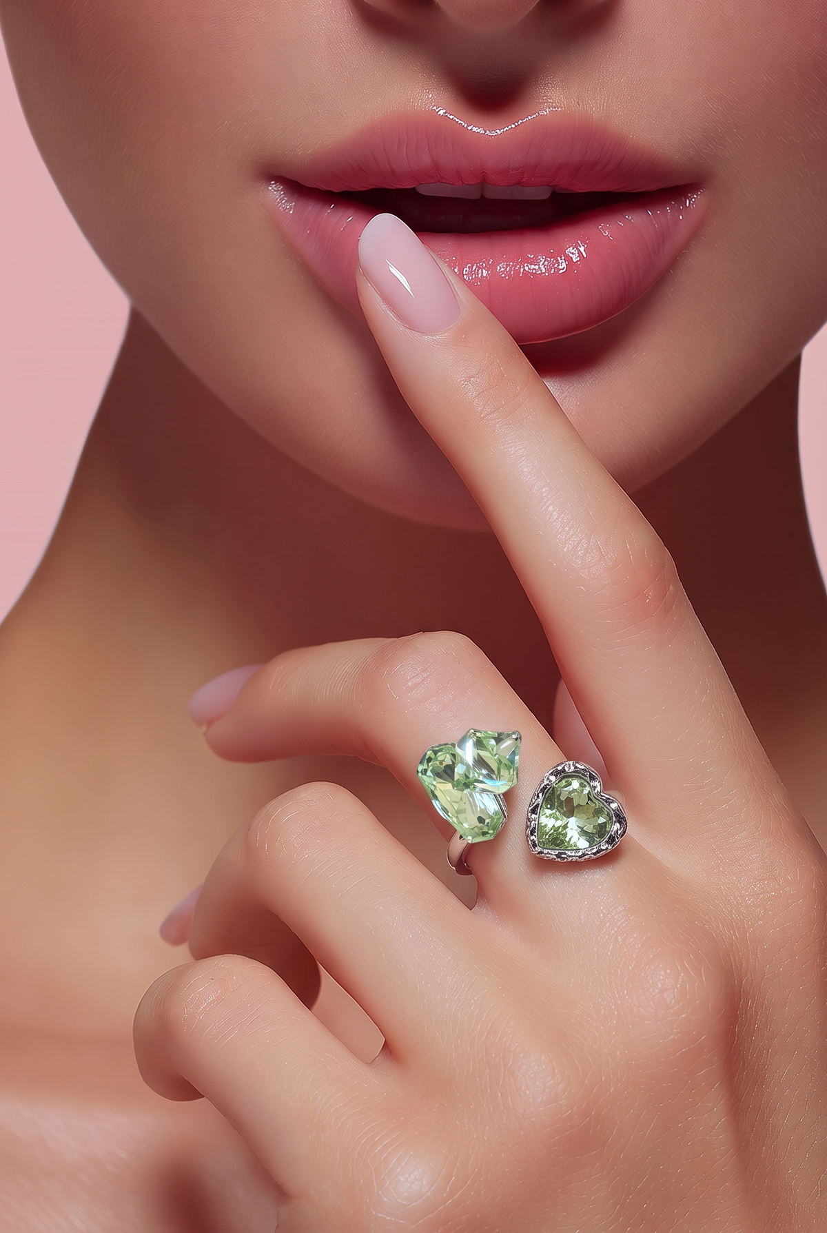 Everly Green Heart Duo Ring