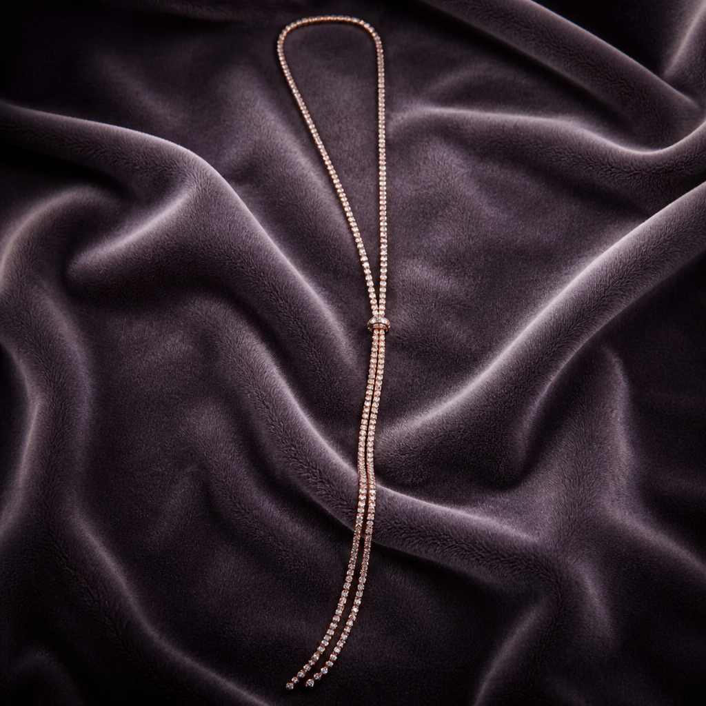 Celeste Rose Gold Crystal Lariat Necklace