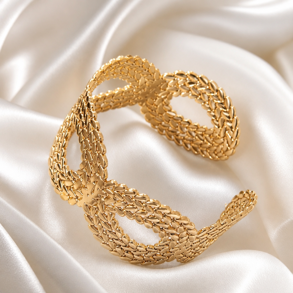Seraphina Woven Gold Statement Cuff