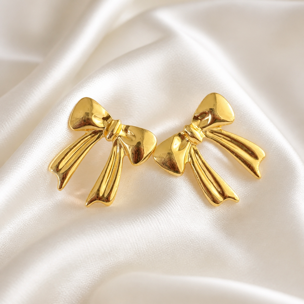 Golden Bow Statement Earrings