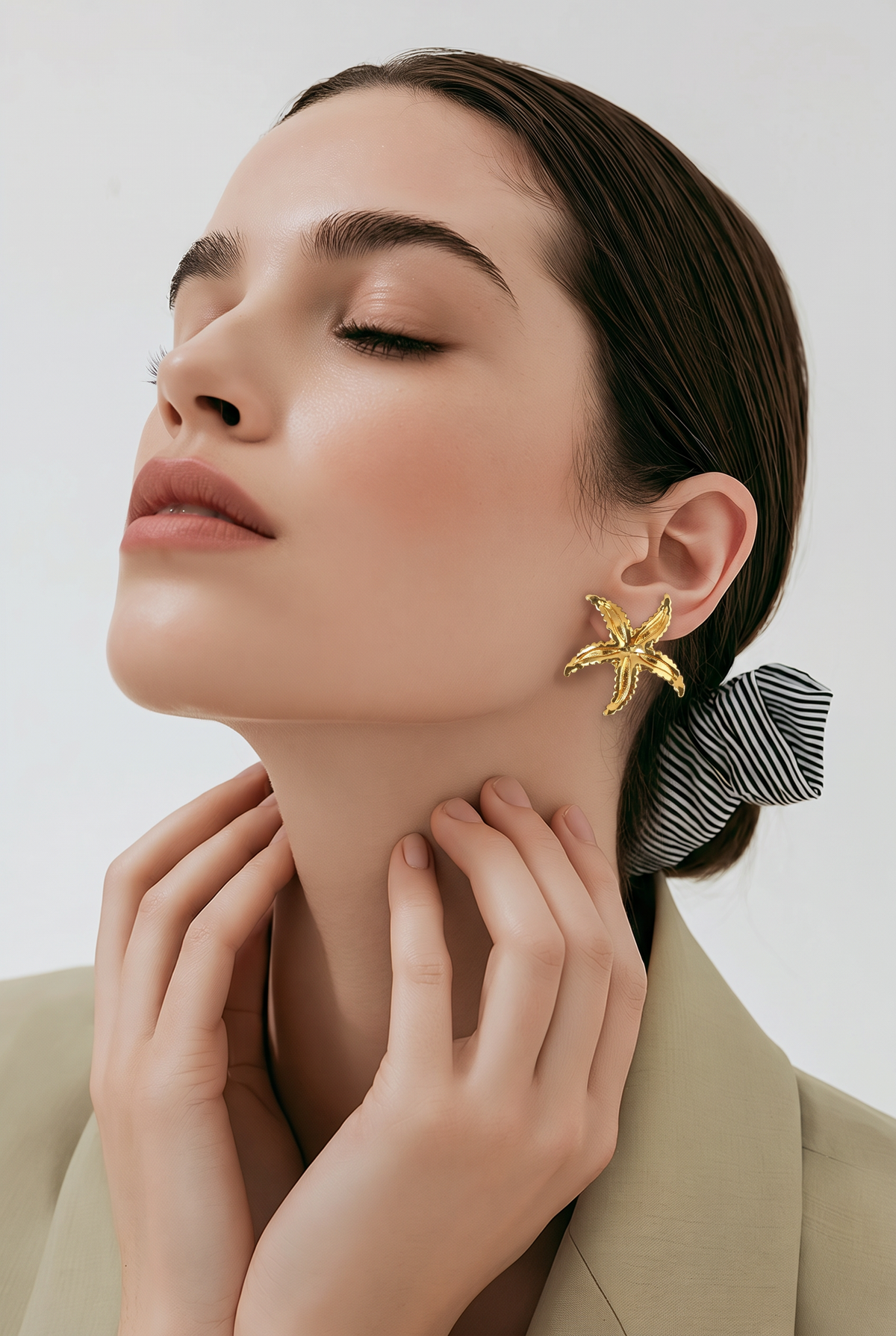 Golden Starfish Stud Earrings