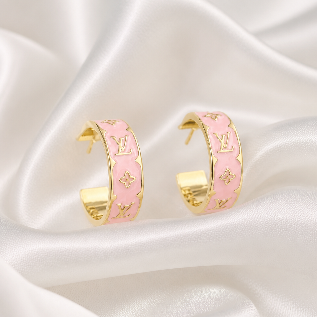 Blush Pink Luxe Gold-Tone Hoop Earrings