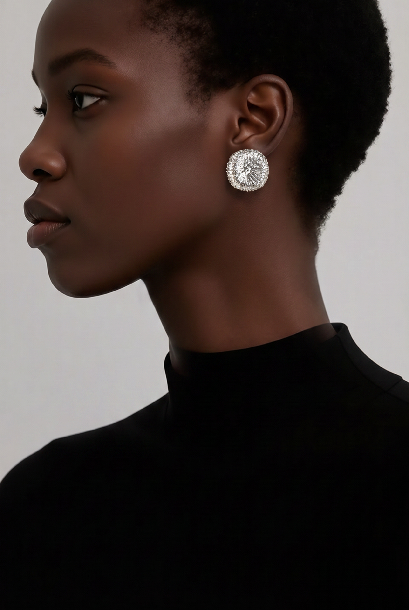 Silver Radiance Sunburst Stud Earrings