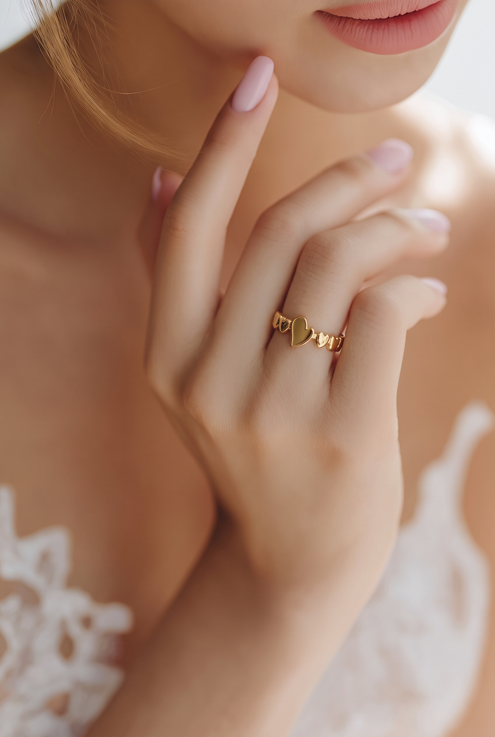 Amorette Golden Hearts Band Ring