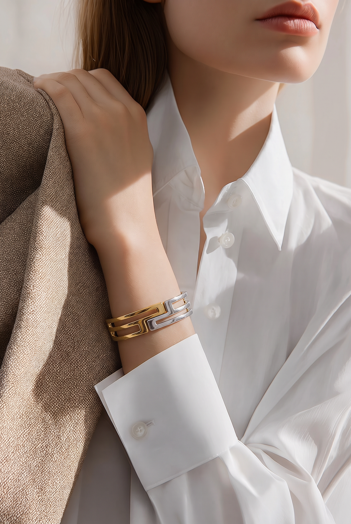 Celeste Two-Tone Geometric Cuff Bracelet