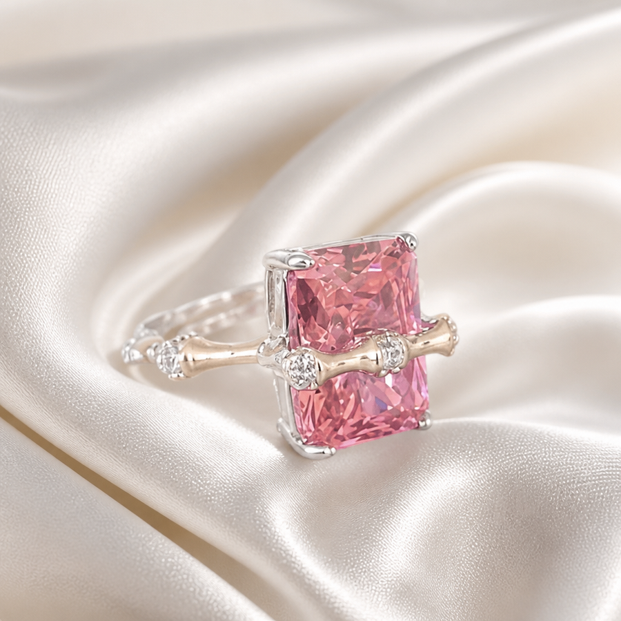 Rosé Radiance Pink Crystal Statement Ring