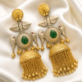 Zariya Emerald Peacock Tassel Jhumka Earrings