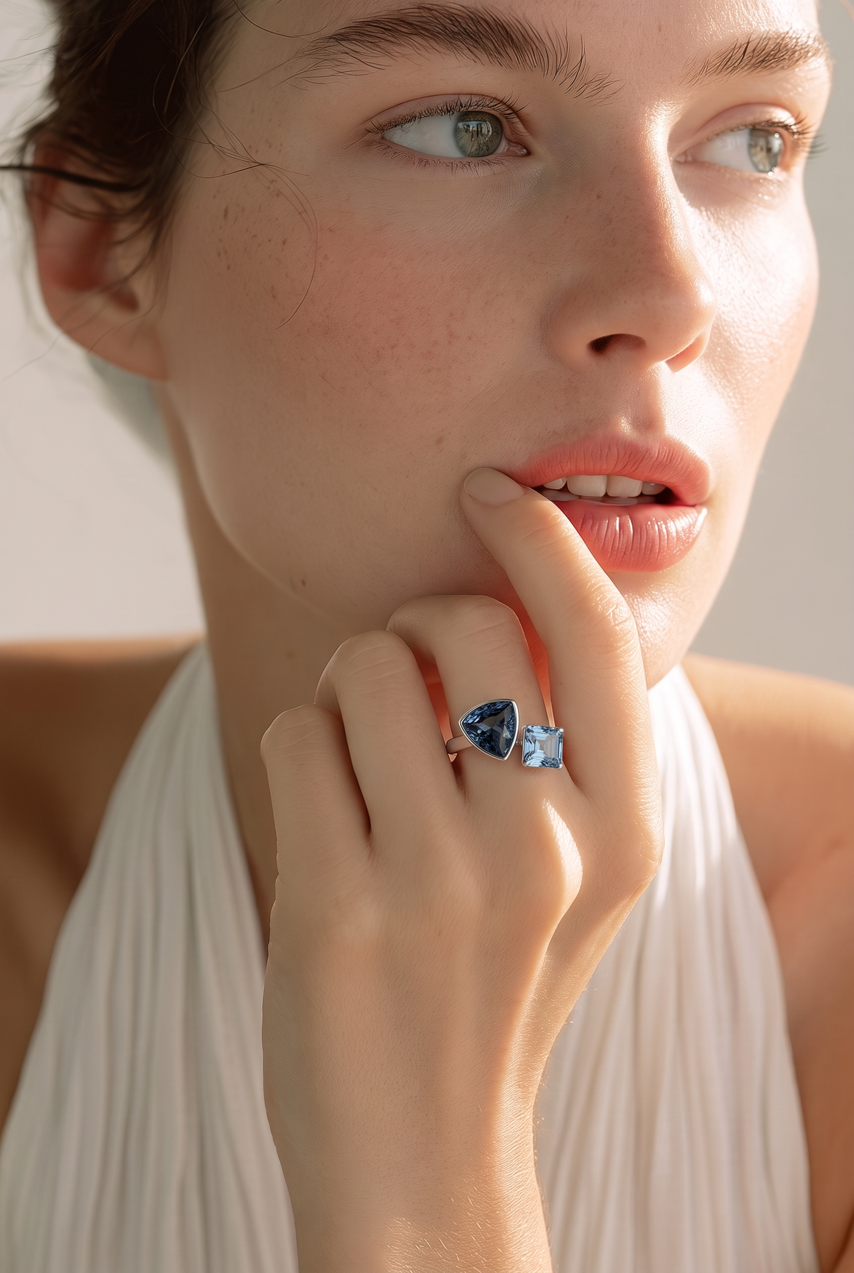 Midnight Azure Duo Crystal Ring