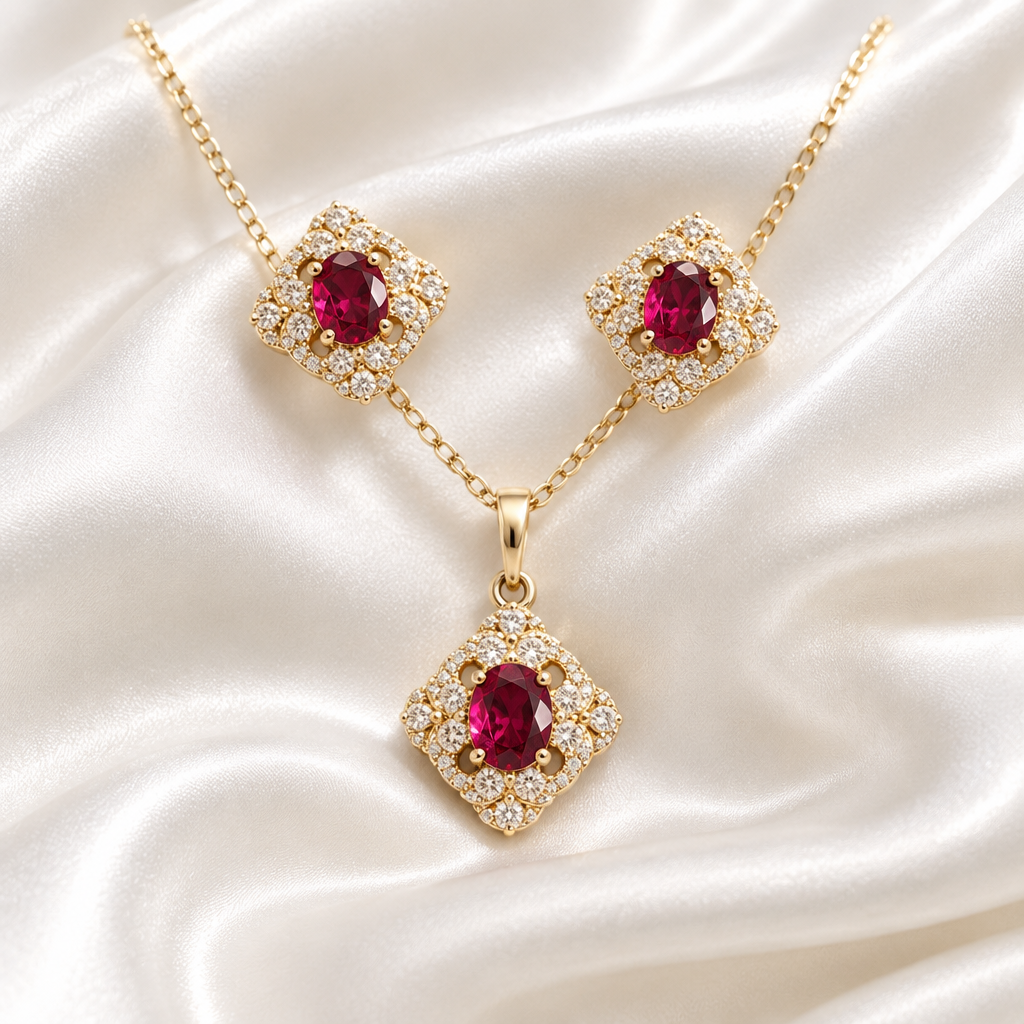 Crimson Royale Necklace &amp; Earrings Set