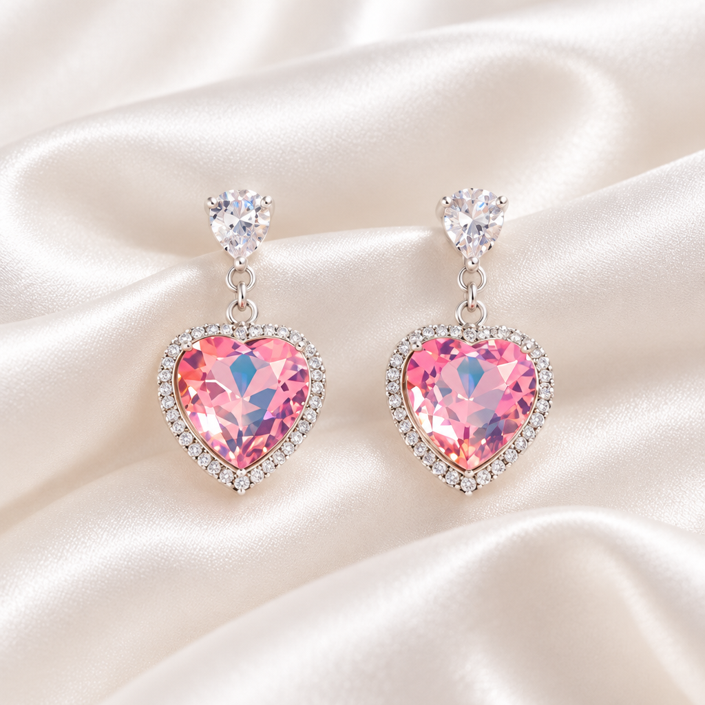 Amour Pink Heart Earrings