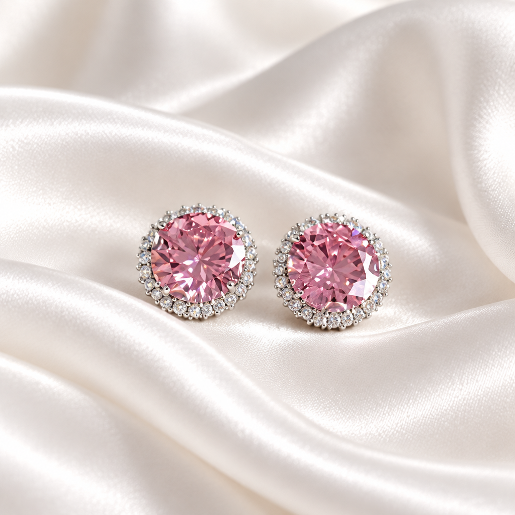 Blush Pink Halo Stud Earrings
