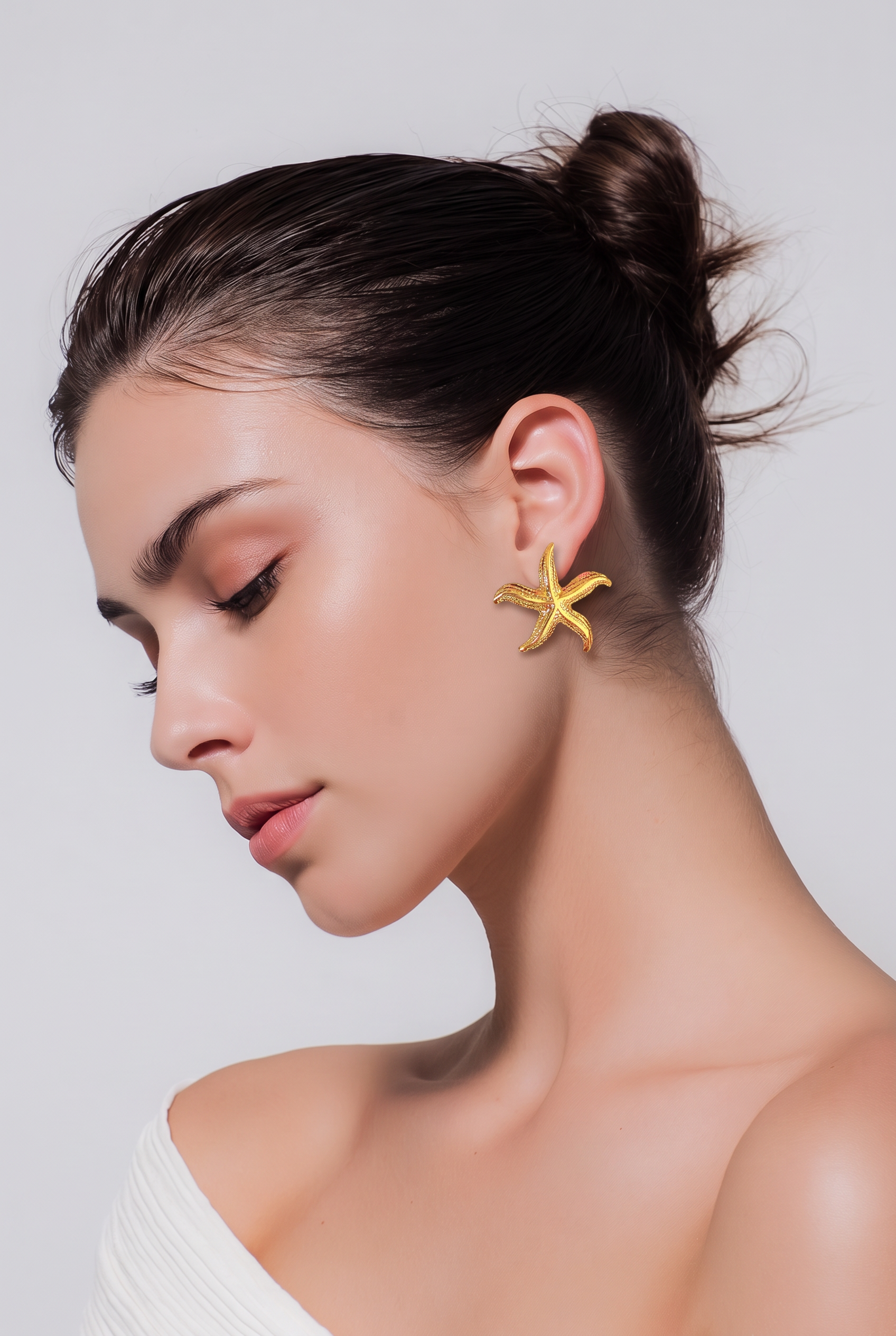 Golden Starfish Statement Earrings