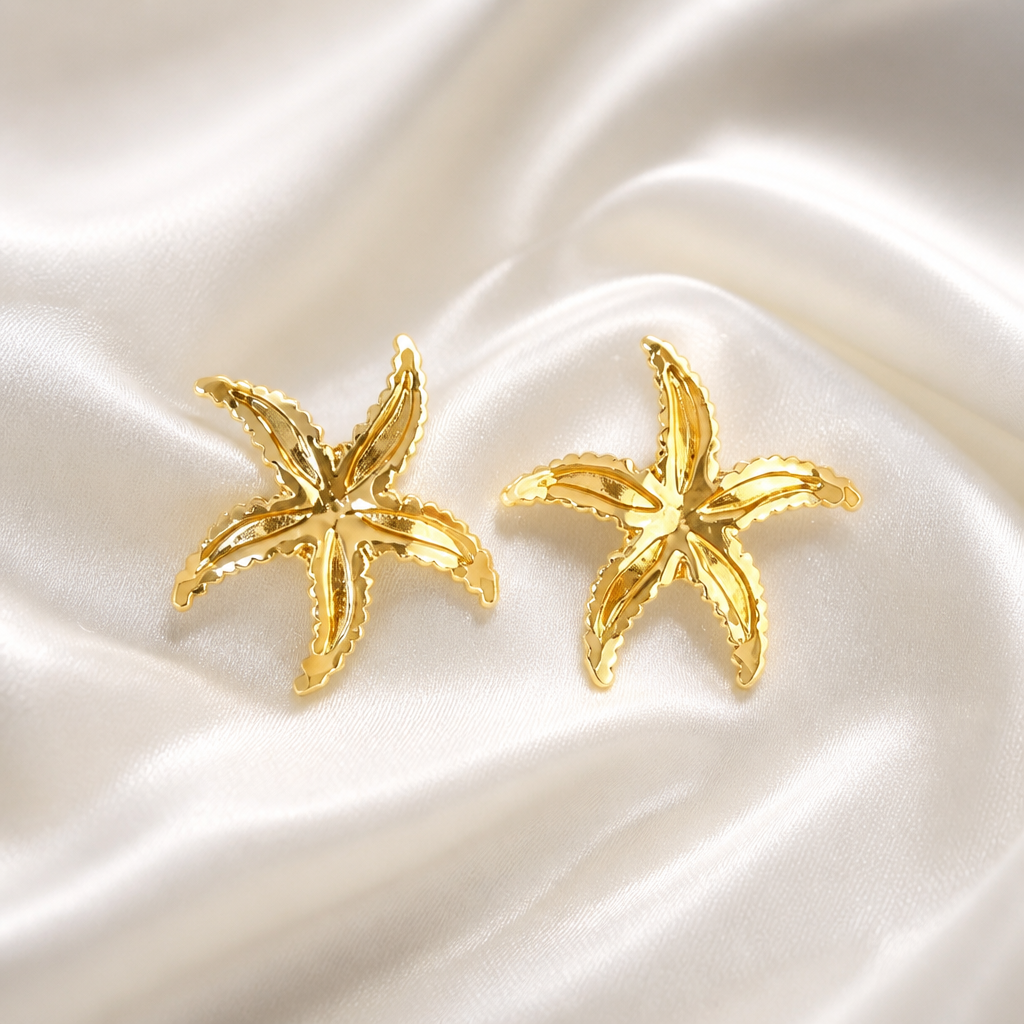 Golden Starfish Stud Earrings
