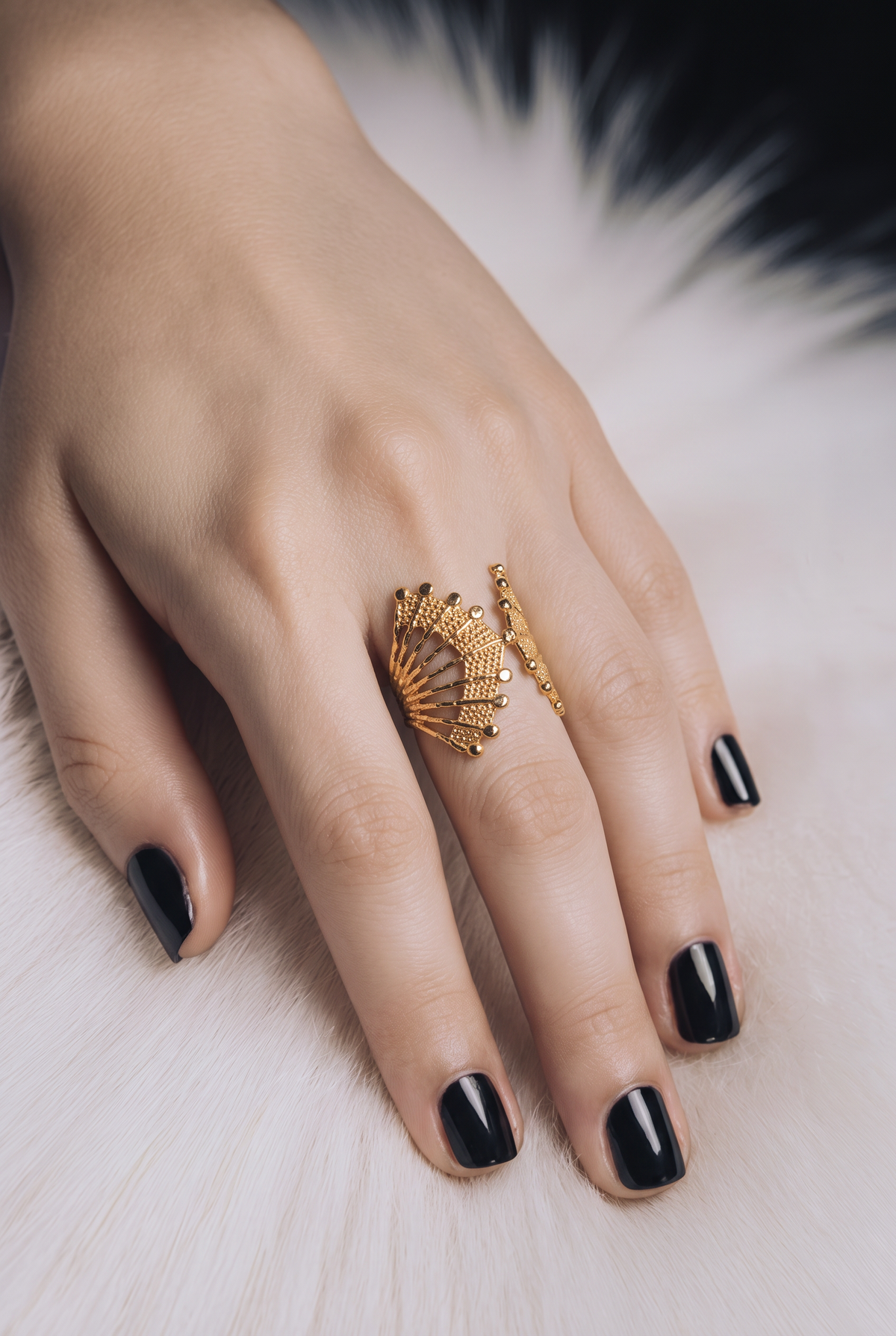 Zariya Filigree Fan Gold Ring