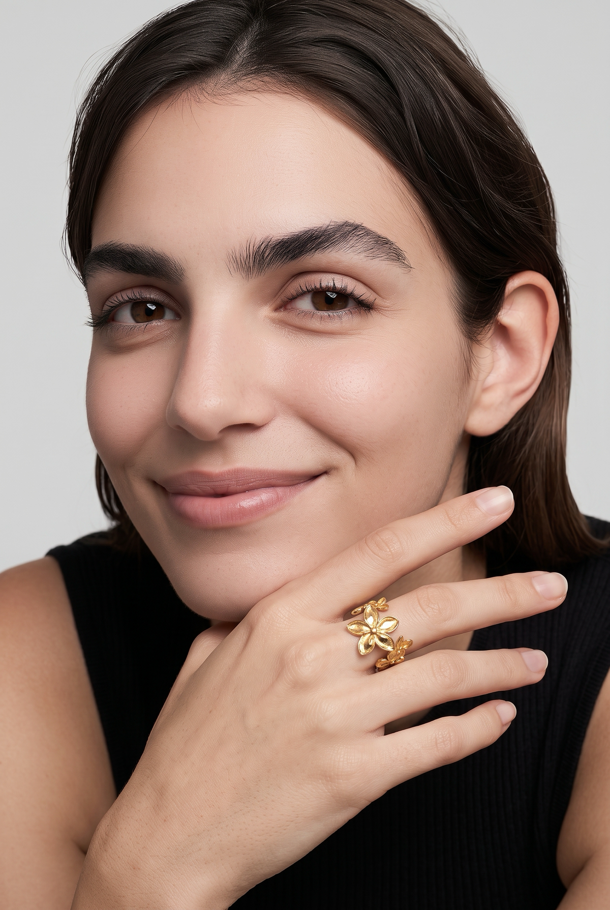 Fleur Golden Blossom Statement Ring
