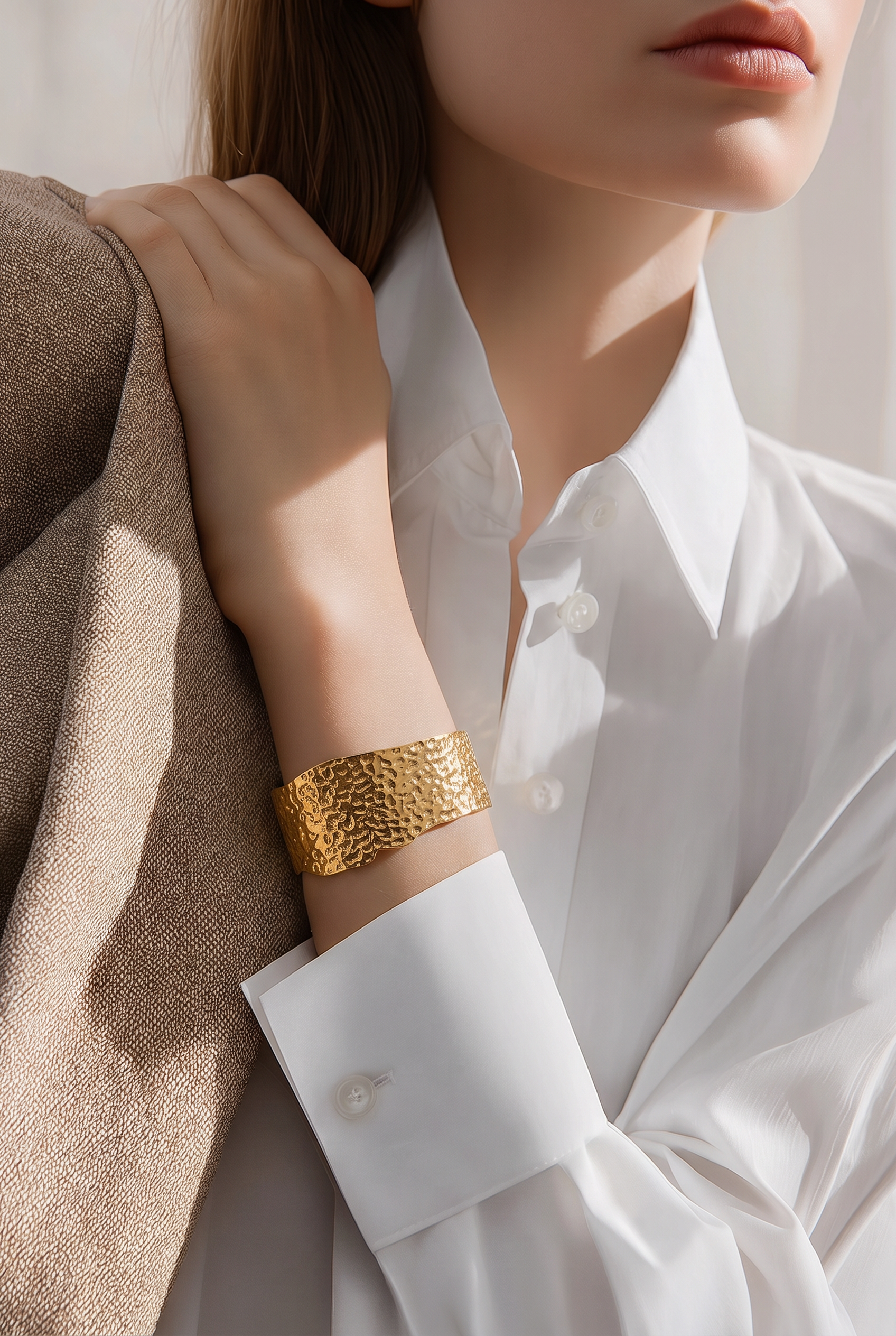 Aurelia Hammered Gold Cuff Bracelet