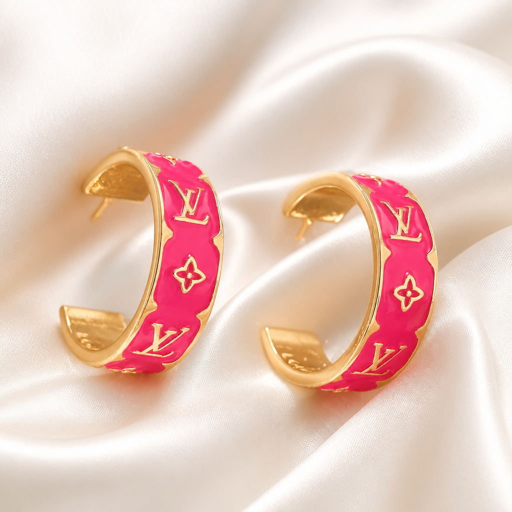 Fuchsia Luxe Gold-Tone Hoop Earrings
