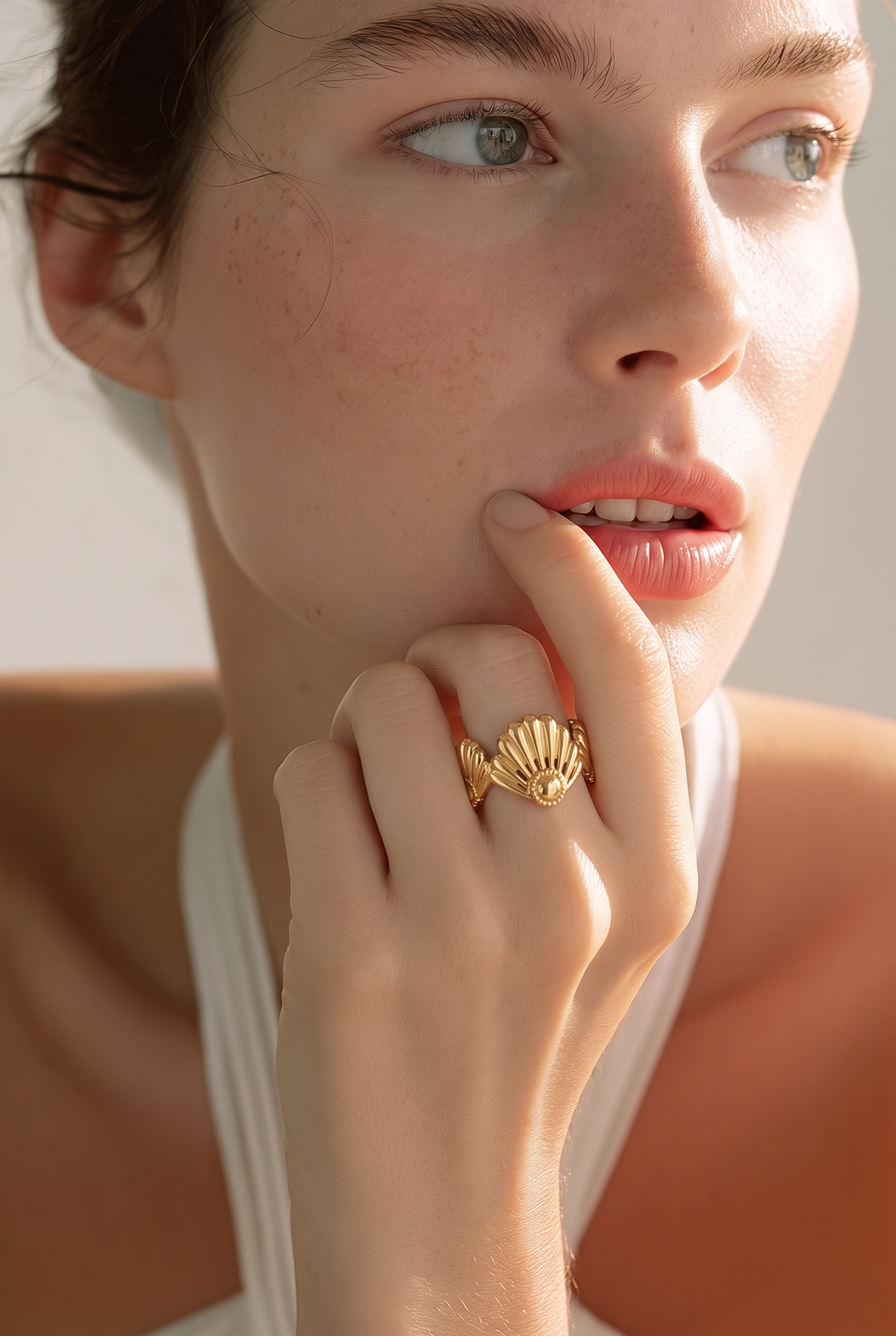 Marina Golden Shell Statement Ring