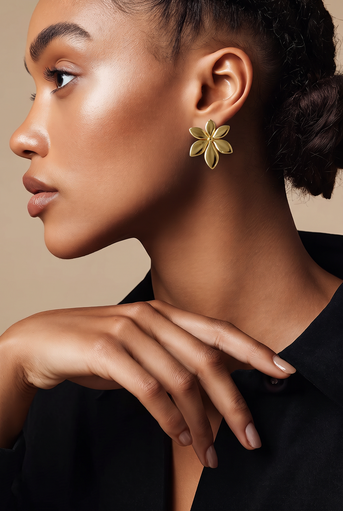Golden Petal Statement Earrings