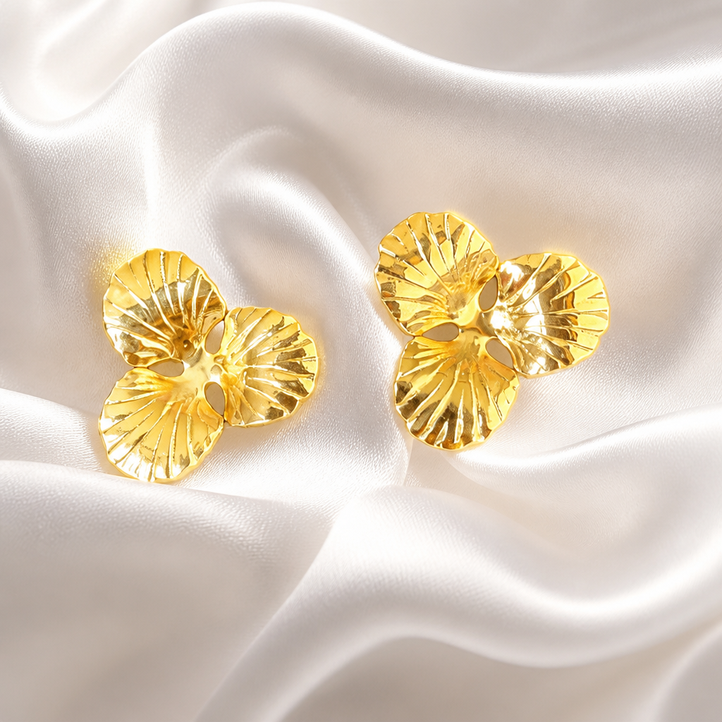 Celeste Sculpted Petal Stud Earrings