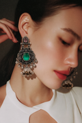 Meher Emerald Peacock Jhumka Earrings