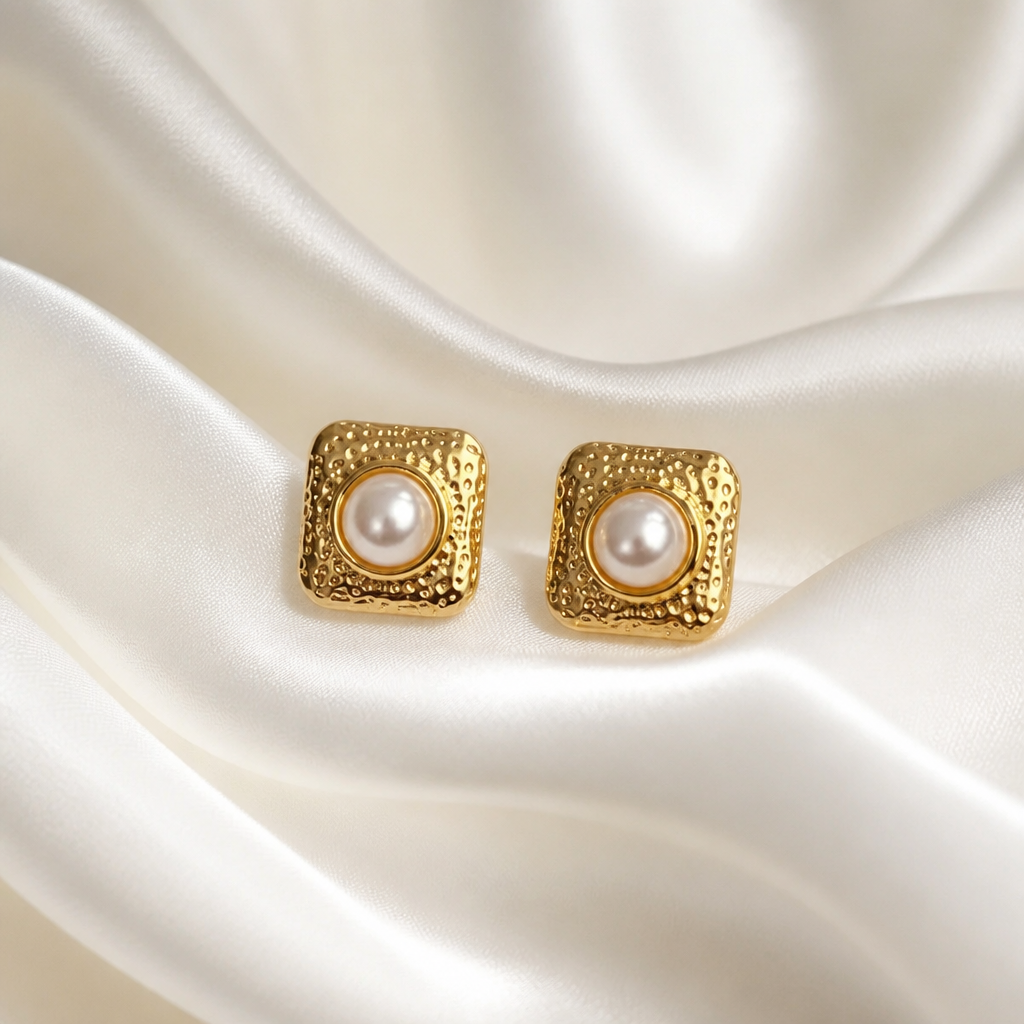 Aurelia Pearl Textured Stud Earrings