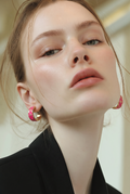 Fuchsia Luxe Gold-Tone Hoop Earrings