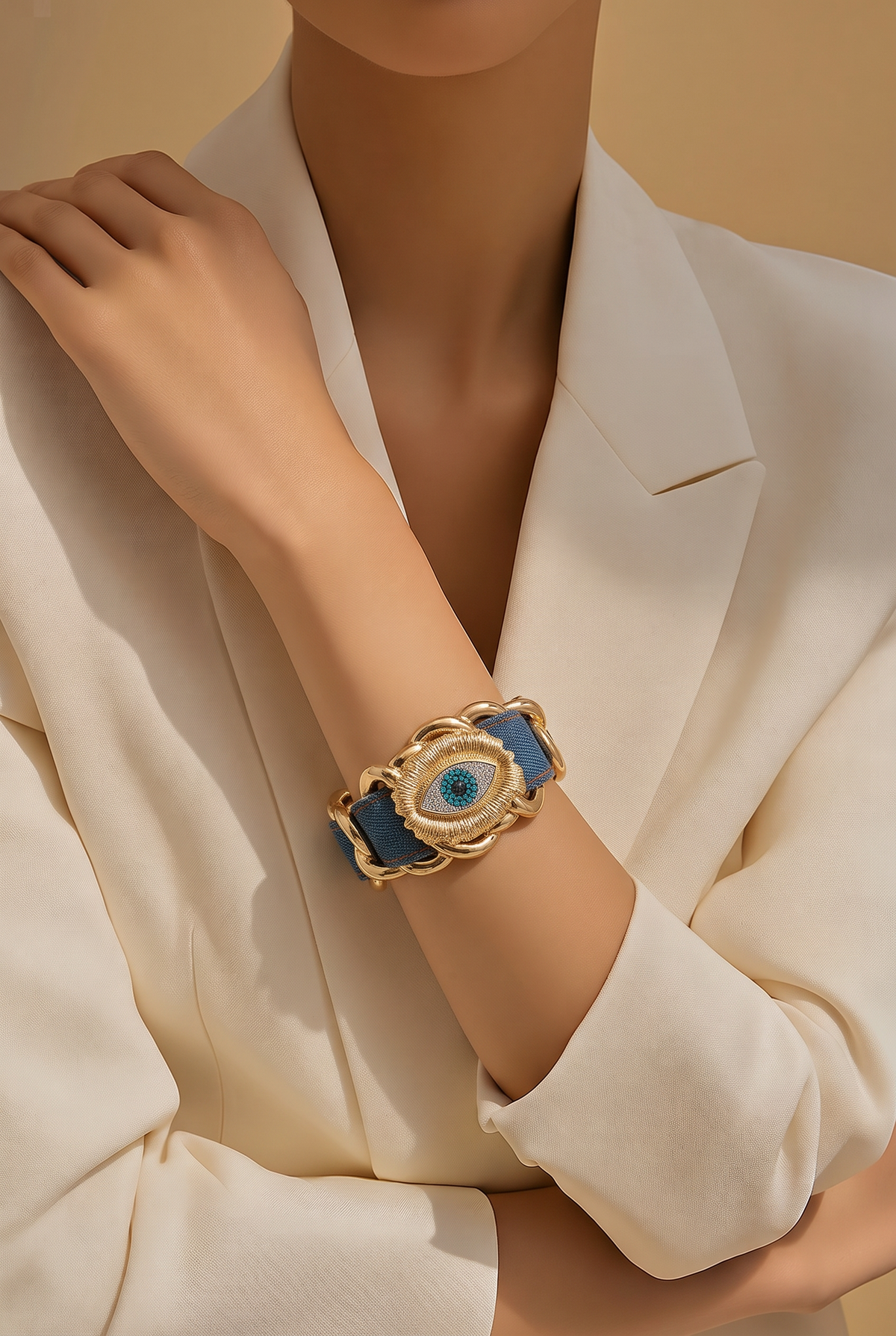Nazar Denim Statement Bracelet