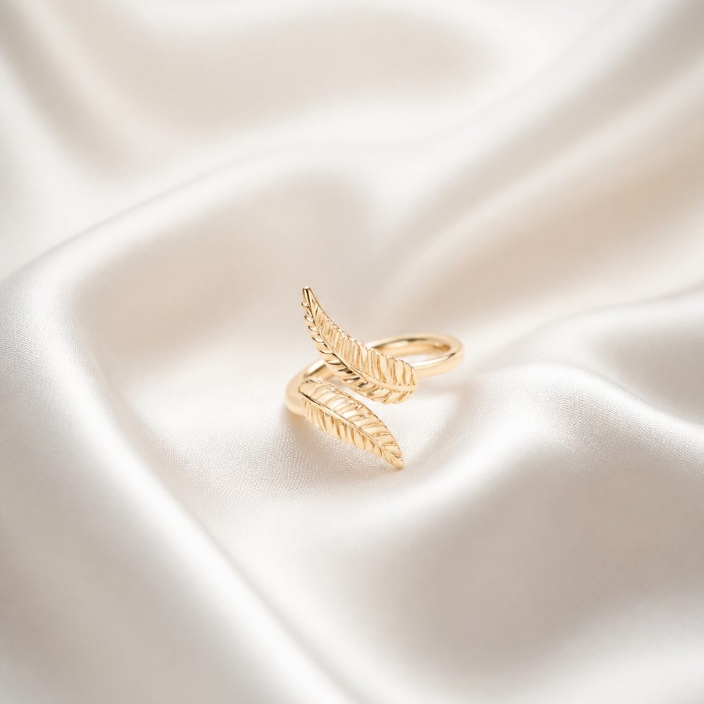 Elowen Golden Leaf Wrap Ring