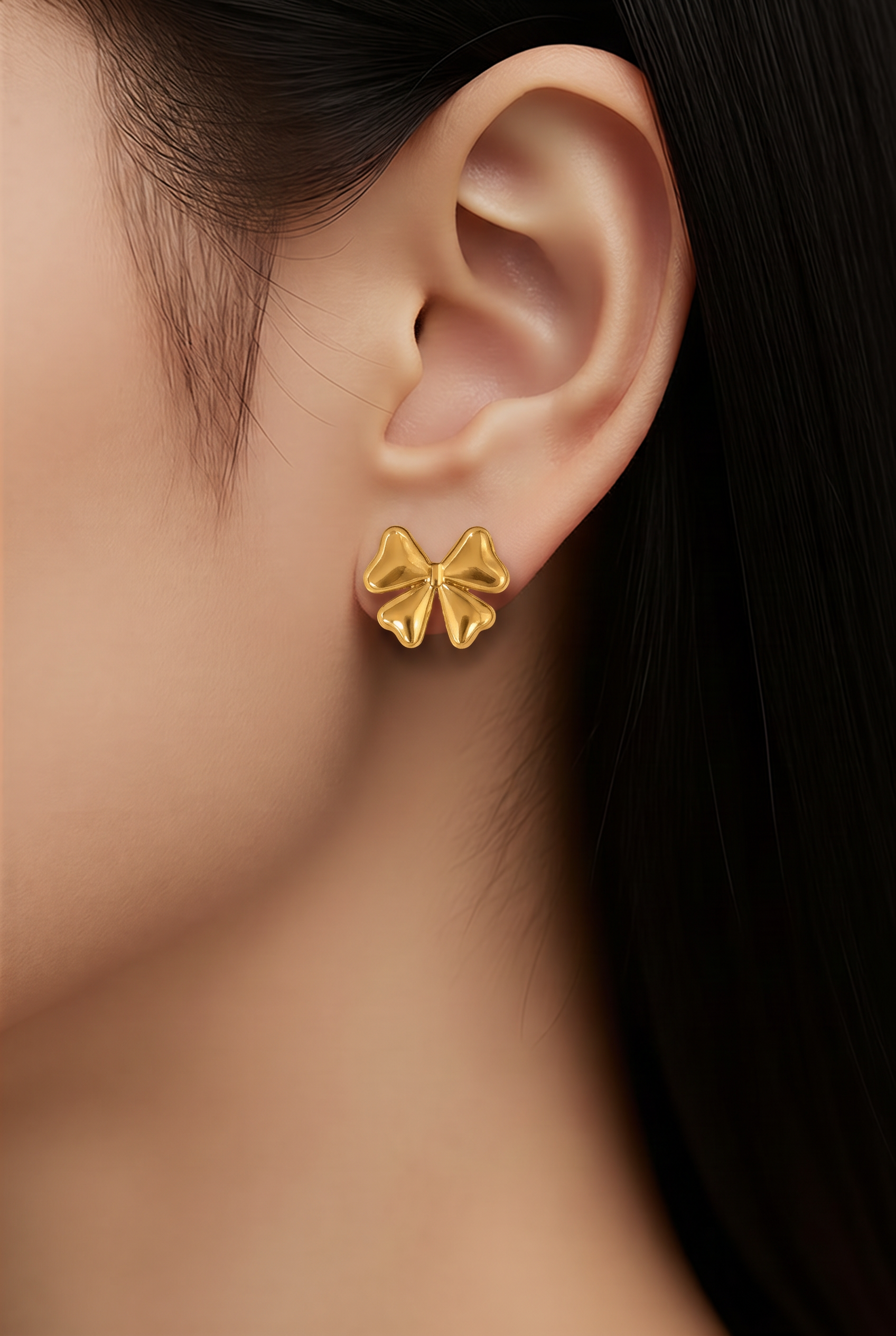 Petite Golden Bow Stud Earrings