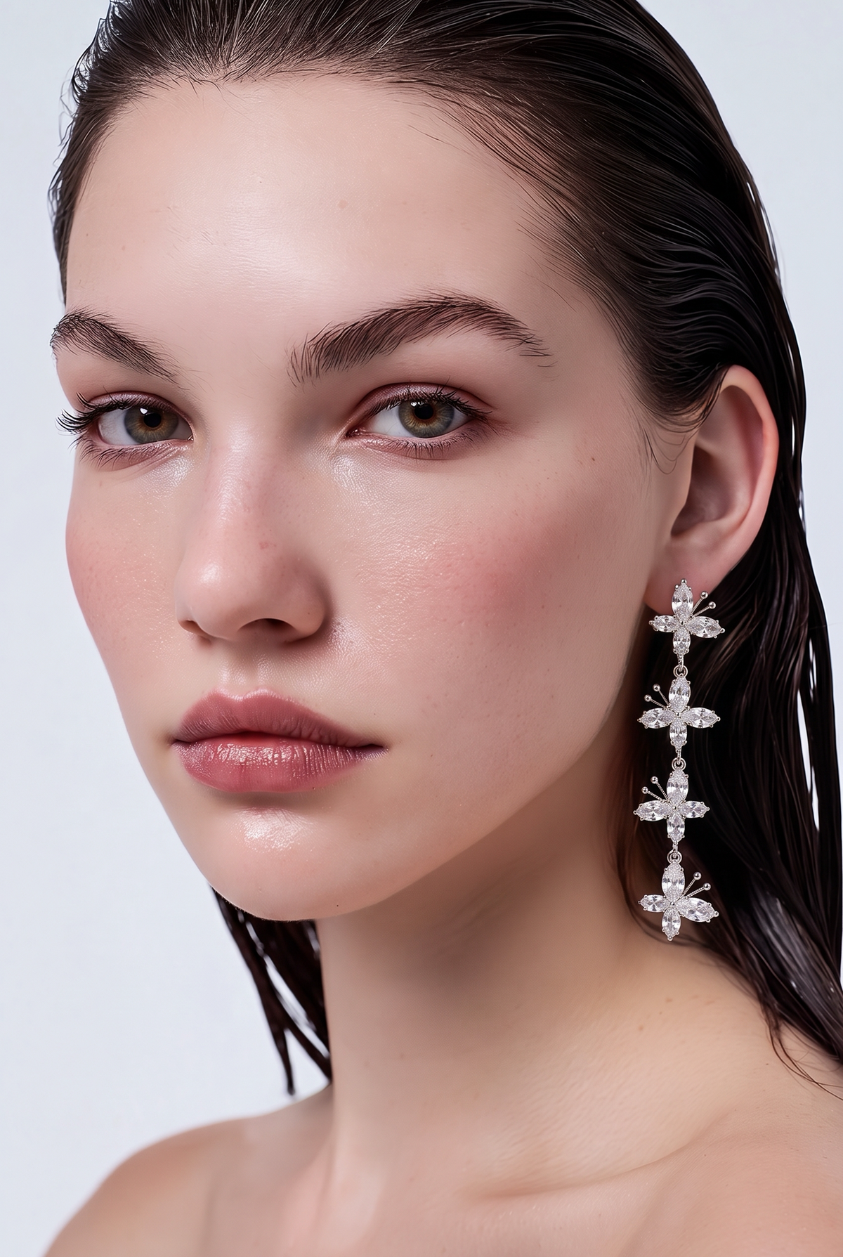 Crystal Butterfly Cascade Earrings