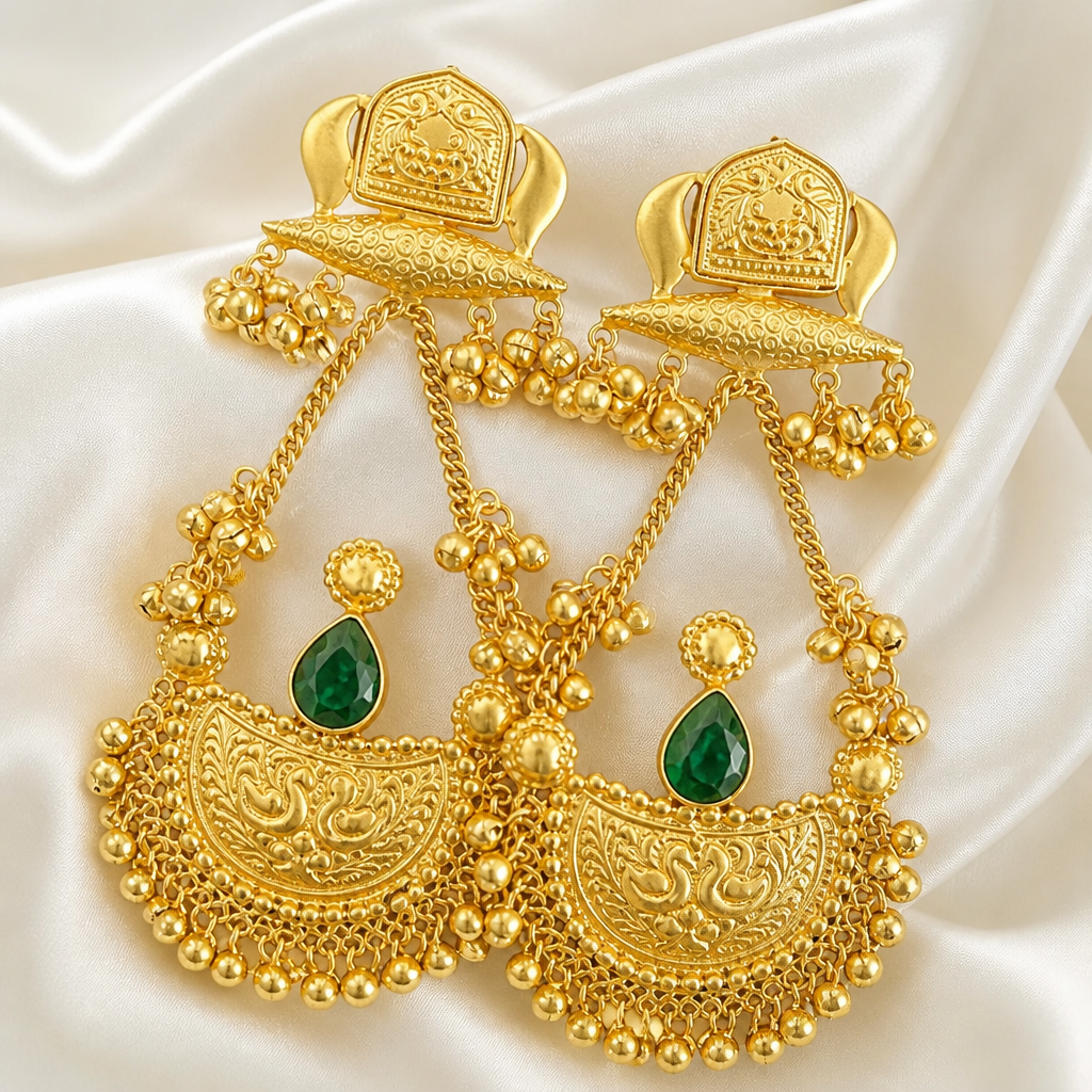 Maharani Emerald Heritage Statement Earrings