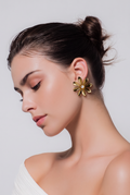 Golden flower Pearl Statement Earrings