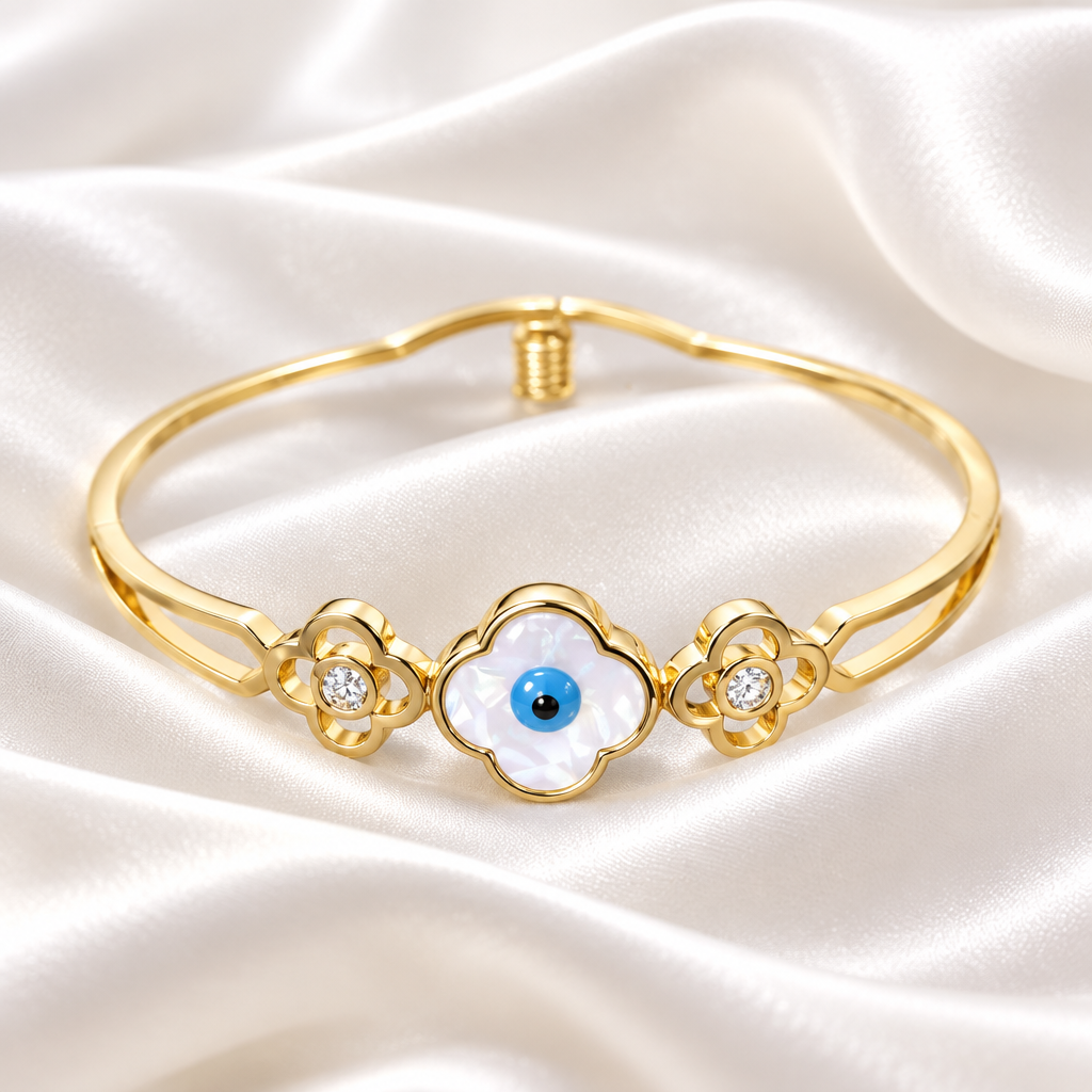 Pearl Eye Floral Bangle