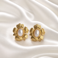 Golden Petal Pearl Statement Earrings