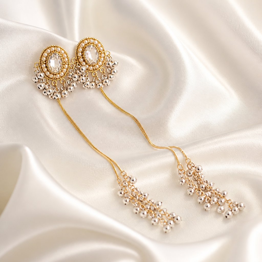 Royal Pearl Cascade Long Drop Earrings