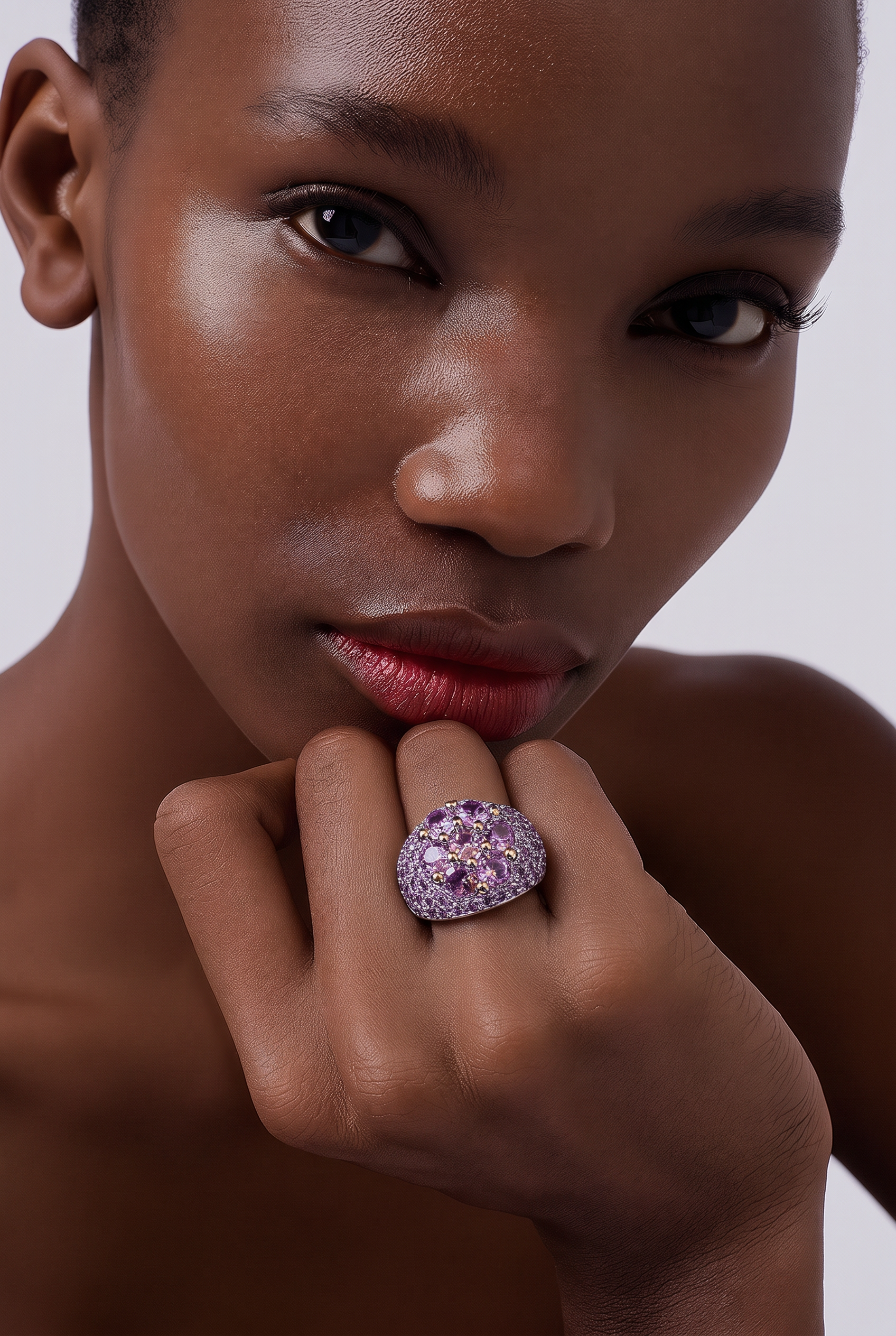Amélie Blush Crystal Cluster Ring