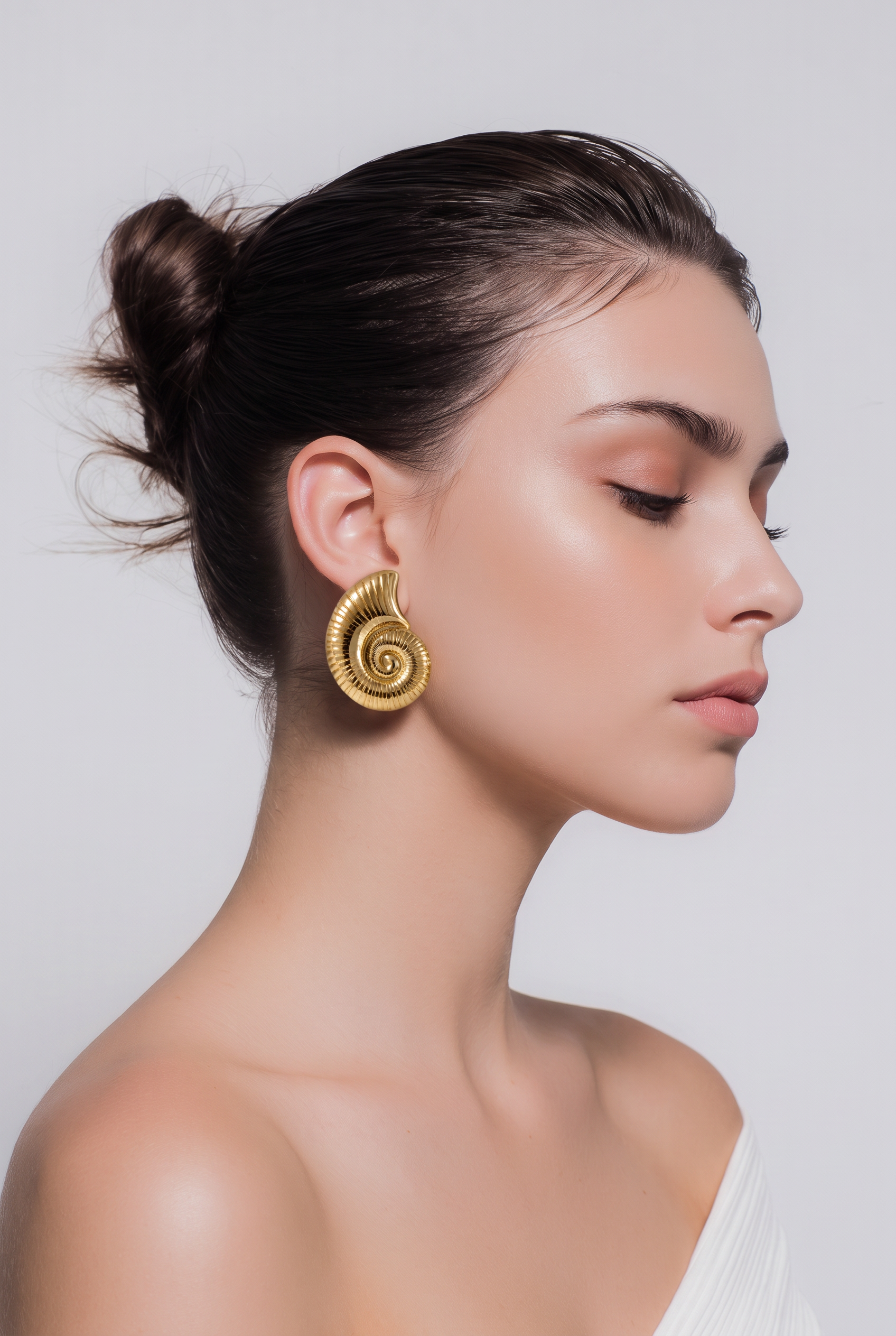 Golden Nautilus Statement Earrings