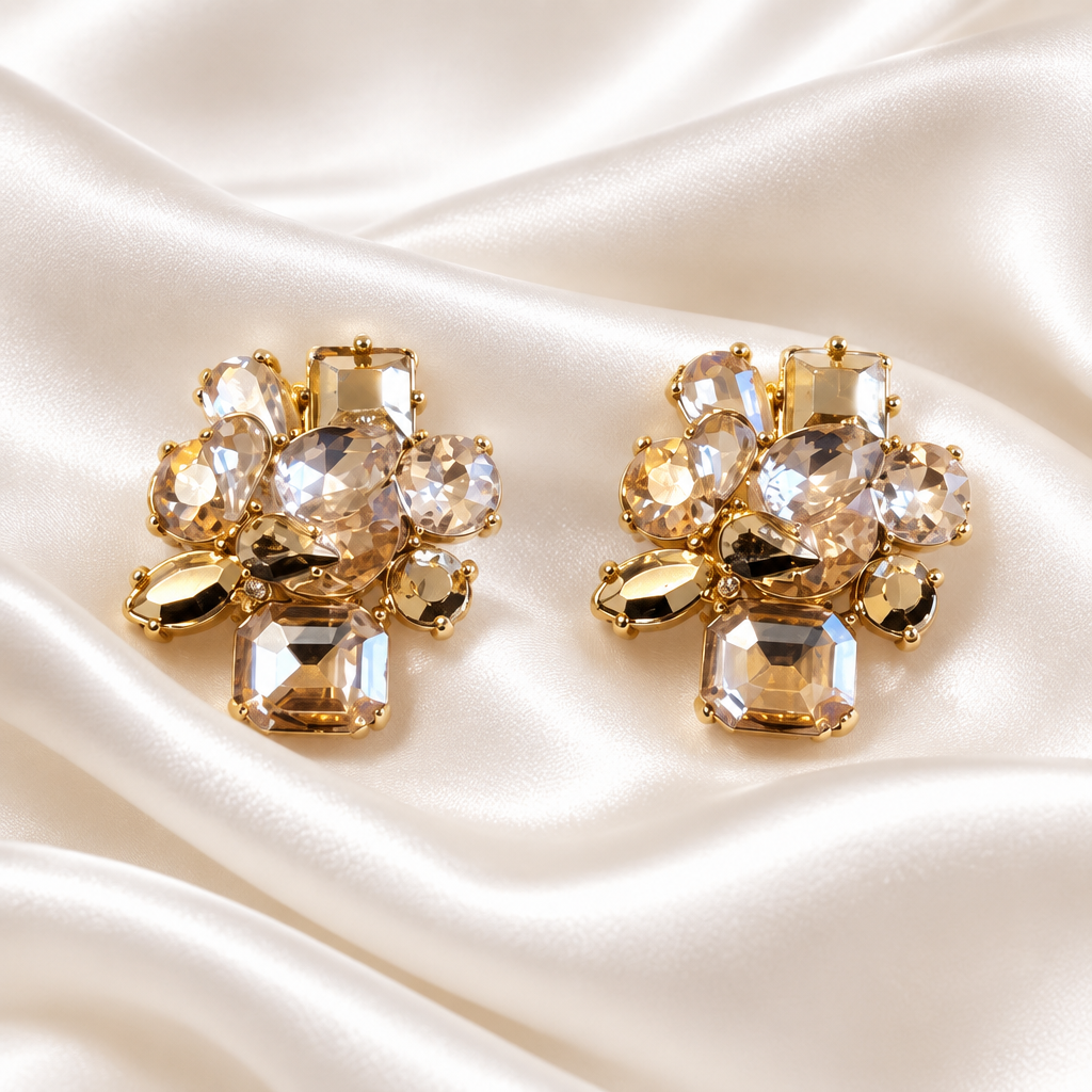 Champagne Crystal Cluster Earrings