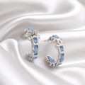 Denim Chain Silver-Tone Hoop Earrings