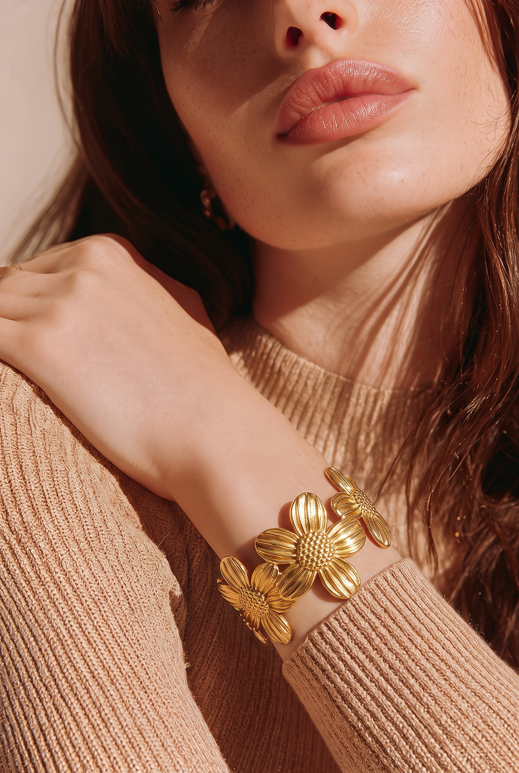 Aurelia Golden Bloom Cuff Bracelet
