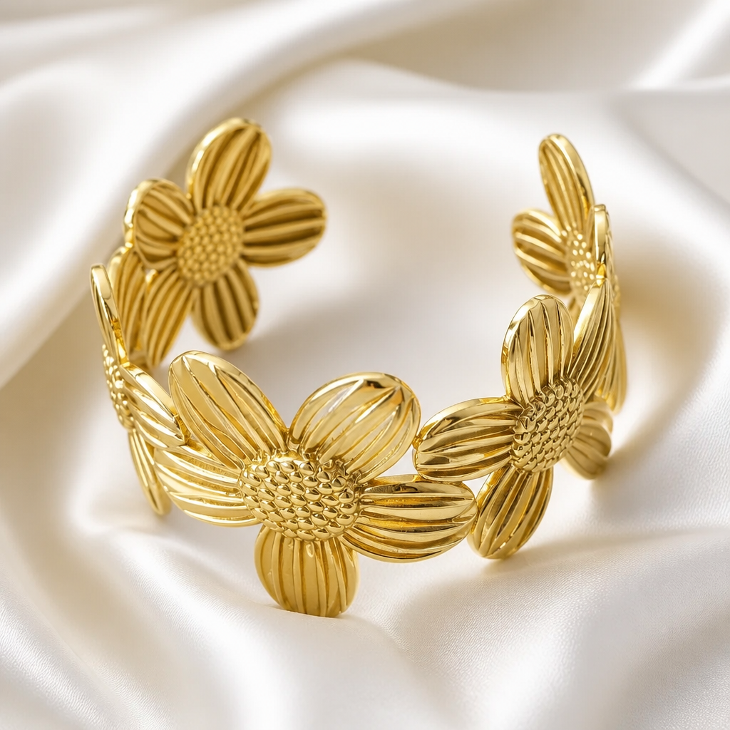 Aurelia Golden Bloom Cuff Bracelet
